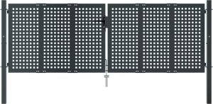 vidaXL Brama ogrodowa, antracytowa, 300x125 cm, stal 3