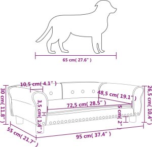 vidaXL Legowisko dla psa, jasnoszare, 95x55x30 cm, aksamitne 7