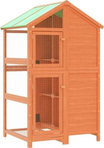 vidaXL Klatka dla ptaków, brązowa, 97x81x152 cm, lite drewno sosnowe 2