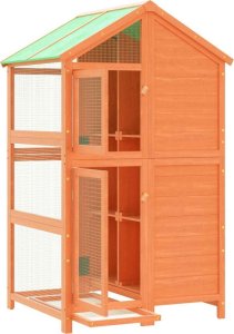 vidaXL Klatka dla ptaków, brązowa, 97x81x152 cm, lite drewno sosnowe 4