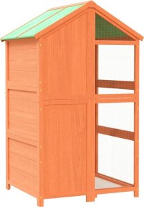 vidaXL Klatka dla ptaków, brązowa, 97x81x152 cm, lite drewno sosnowe 6