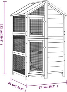 vidaXL Klatka dla ptaków, brązowa, 97x81x152 cm, lite drewno sosnowe 8