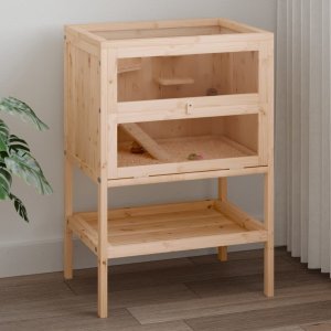 vidaXL Klatka dla chomika, 55x40x80 cm, lite drewno jodłowe 2