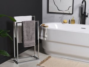 Beliani Stojak na ręczniki 45 x 85 cm srebrny RECREO 2