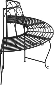 vidaXL Półokrągłe ławki pod drzewo, 2 szt., 159 cm, czarne, stalowe 4