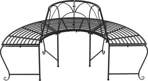 vidaXL Półokrągłe ławki pod drzewo, 2 szt., 159 cm, czarne, stalowe 5