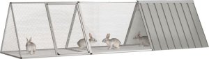 vidaXL Klatka dla królików, szara 302,5x80,5x71 cm, galwanizowana stal 2
