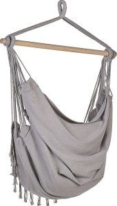 Beliani Fotel wiszący krzesło brazylijskie bawełniane jasnoszare BONEA 5