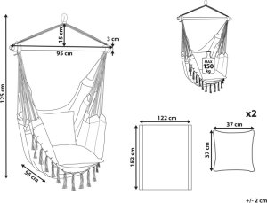 Beliani Fotel wiszący krzesło brazylijskie bawełniane jasnoszare BONEA 10