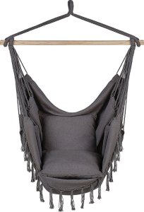 Beliani Fotel wiszący huśtawka bawełniany szary BONEA 4