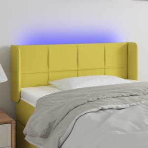 vidaXL Zagłówek do łóżka z LED, zielony, 103x16x78/88 cm, tkanina Lumarko! 1