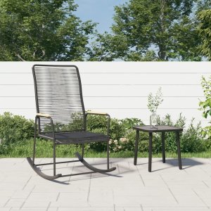 vidaXL Ogrodowy fotel bujany, czarny, 59x79,5x104 cm, rattan PVC Lumarko! 1