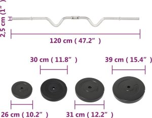 vidaXL Sztanga z gryfem łamanym i talerzami, 90 kg 6