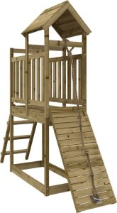 vidaXL Domek ze ścianką wspinaczkową dla dzieci, impregnowana sosna 2