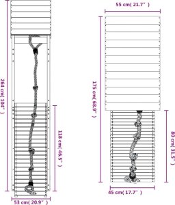 vidaXL Domek ze ścianką wspinaczkową dla dzieci, impregnowana sosna 9