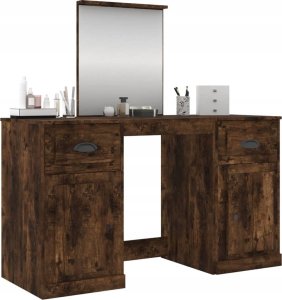 vidaXL Toaletka z lustrem, przydymiony dąb, 130x50x132,5 cm 2