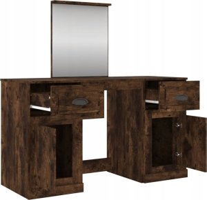 vidaXL Toaletka z lustrem, przydymiony dąb, 130x50x132,5 cm 3
