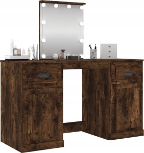 vidaXL Toaletka z oświetleniem LED, przydymiony dąb, 130x50x132,5 cm 2