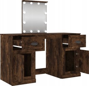 vidaXL Toaletka z oświetleniem LED, przydymiony dąb, 130x50x132,5 cm 3