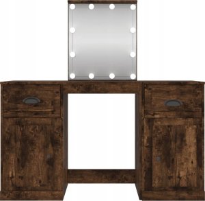 vidaXL Toaletka z oświetleniem LED, przydymiony dąb, 130x50x132,5 cm 5