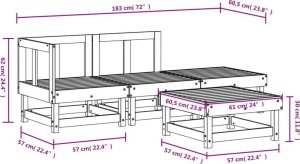 vidaXL 4 częściowy zestaw mebli ogrodowych, drewno sosnowe 7
