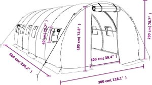 vidaXL Szklarnia ze stalową ramą, biała, 18 m, 6x3x2 m 12