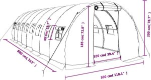 vidaXL Szklarnia ze stalową ramą, biała, 24 m, 8x3x2 m 12