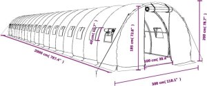vidaXL Szklarnia ze stalową ramą, biała, 60 m, 20x3x2 m 12