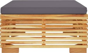 vidaXL Podnóżek ogrodowy z ciemnoszarą poduszką, drewno tekowe 3