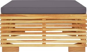 vidaXL Podnóżek ogrodowy z ciemnoszarą poduszką, drewno tekowe 4