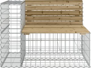 vidaXL Ławka ogrodowa z gabionem, 184x71x65,5 cm, impregnowana sosna 4