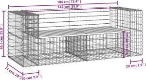 vidaXL Ławka ogrodowa z gabionem, 184x71x65,5 cm, impregnowana sosna 7
