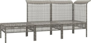 vidaXL 3-cz. zestaw wypoczynkowy do ogrodu, poduszki, szary rattan PE 4