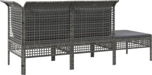 vidaXL 3-cz. zestaw wypoczynkowy do ogrodu, poduszki, szary rattan PE 6