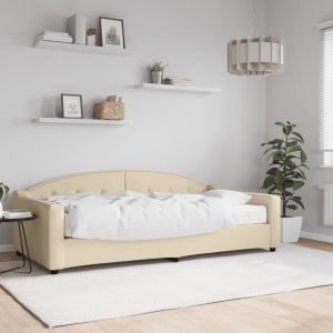 vidaXL Sofa z materacem do spania, kremowa, 100x200 cm, tkanina Lumarko! 1