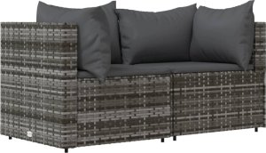 vidaXL 3-cz. zestaw wypoczynkowy do ogrodu, poduszki, szary rattan PE 3
