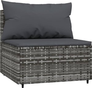 vidaXL 4-cz. zestaw wypoczynkowy do ogrodu, poduszki, szary rattan PE 6