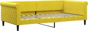 vidaXL Sofa rozsuwana z materacami, żółta, 100x200 cm, aksamit Lumarko! 1