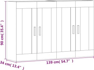 vidaXL Wiszące szafki, 2 szt., brązowy dąb, materiał drewnopochodny 12