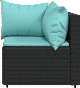 vidaXL 3-cz. zestaw wypoczynkowy do ogrodu, poduszki, czarny rattan PE 5