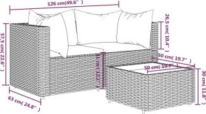 vidaXL 3-cz. zestaw wypoczynkowy do ogrodu, poduszki, czarny rattan PE 9
