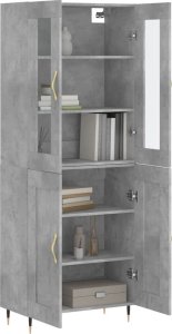 vidaXL Witrynka, szarość betonu 69,5x34x180 cm materiał drewnopochodny 3