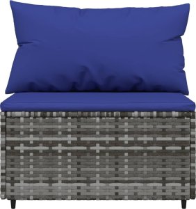 vidaXL 4-cz. zestaw wypoczynkowy do ogrodu, poduszki, szary rattan PE 7