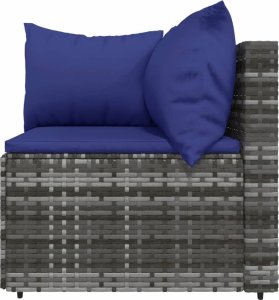vidaXL 3-cz. zestaw wypoczynkowy do ogrodu, poduszki, szary rattan PE 5