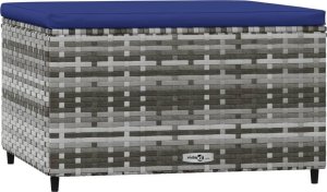 vidaXL Podnóżki ogrodowe z poduszkami, 2 szt., szare, polirattan 3