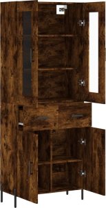 vidaXL Witrynka przydymiony dąb 69,5x34x180 cm materiał drewnopochodny 4