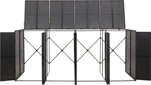 vidaXL Osłona na 4 kosze na śmieci, czarna, 274x80x117 cm, polirattan 3