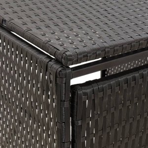 vidaXL Osłona na 4 kosze na śmieci, czarna, 274x80x117 cm, polirattan 6