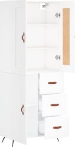 vidaXL Witrynka, biała, 69,5x34x180 cm, materiał drewnopochodny 4