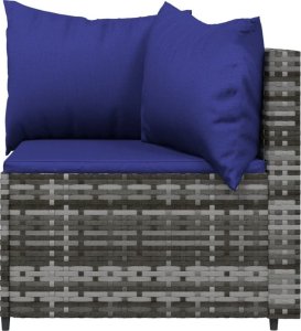 vidaXL 3-cz. zestaw wypoczynkowy do ogrodu, poduszki, szary rattan PE 5